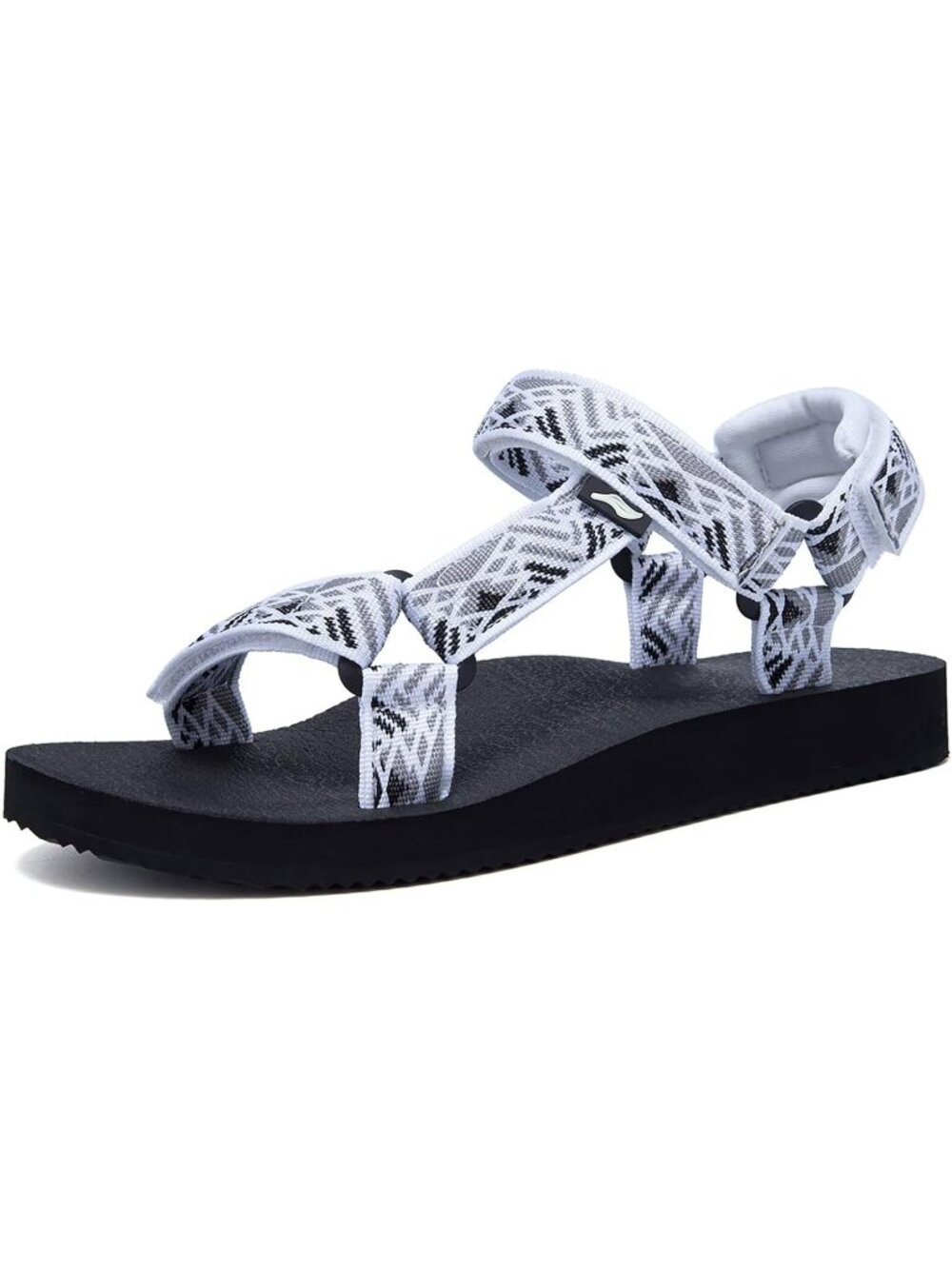 Women's Black White Sandals Round Toe Yoga Mat Insole Outdoor Hiking Water Shoes